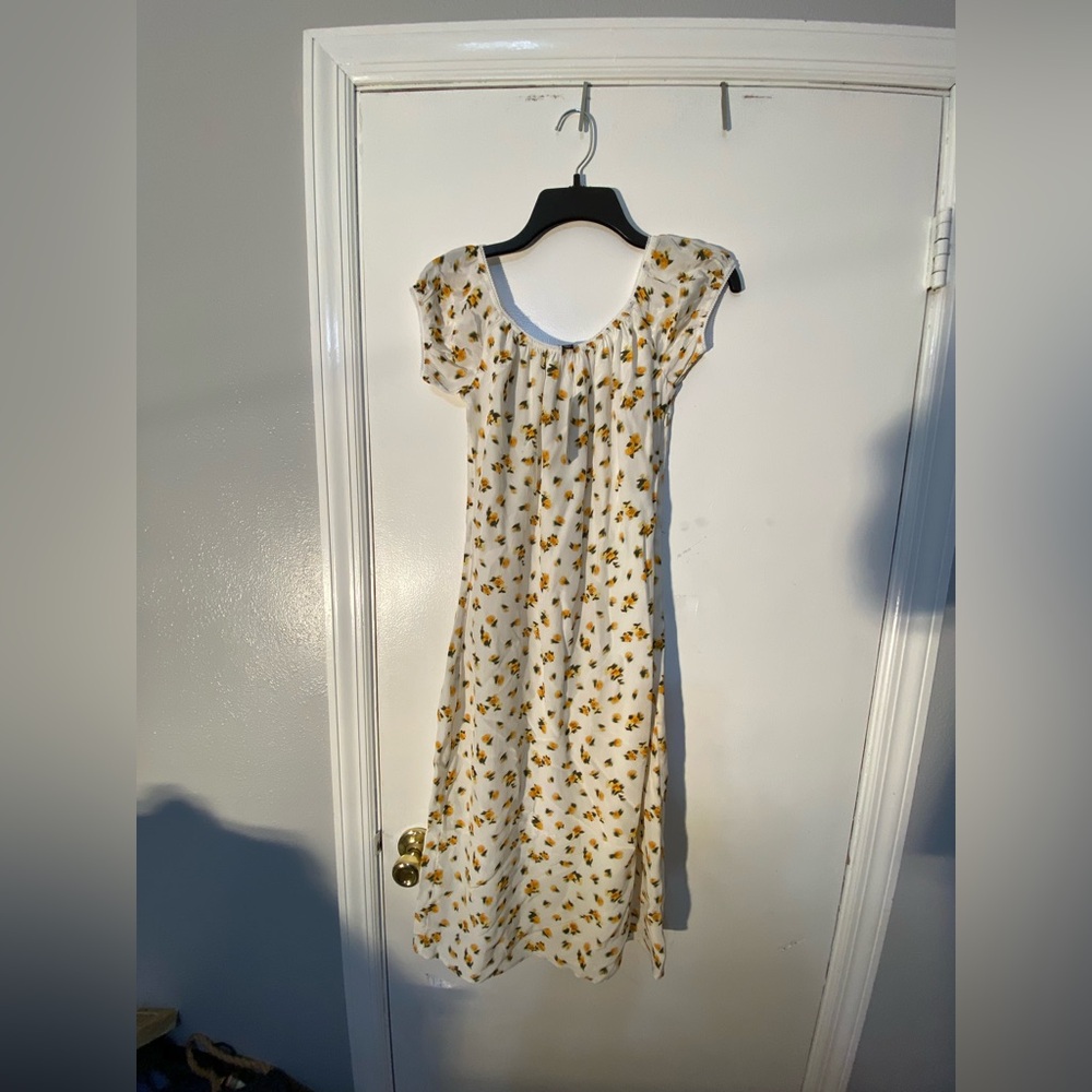Floral White and Yellow Dress